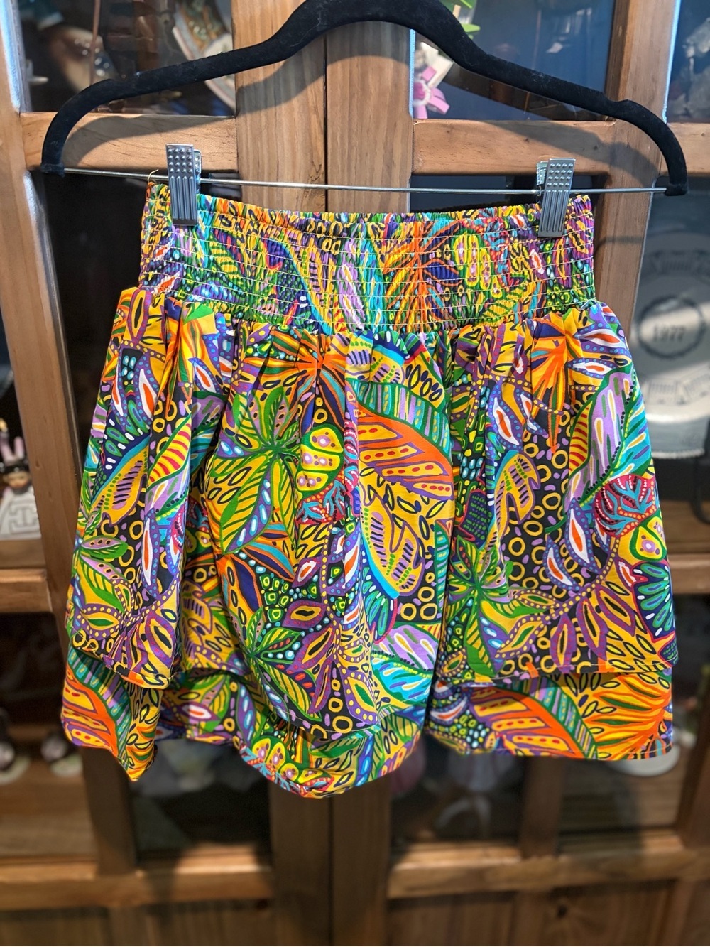 Tropical Tier Skirt Truth by NYC Size Small Vibrant Leaf Print Waist Skirt